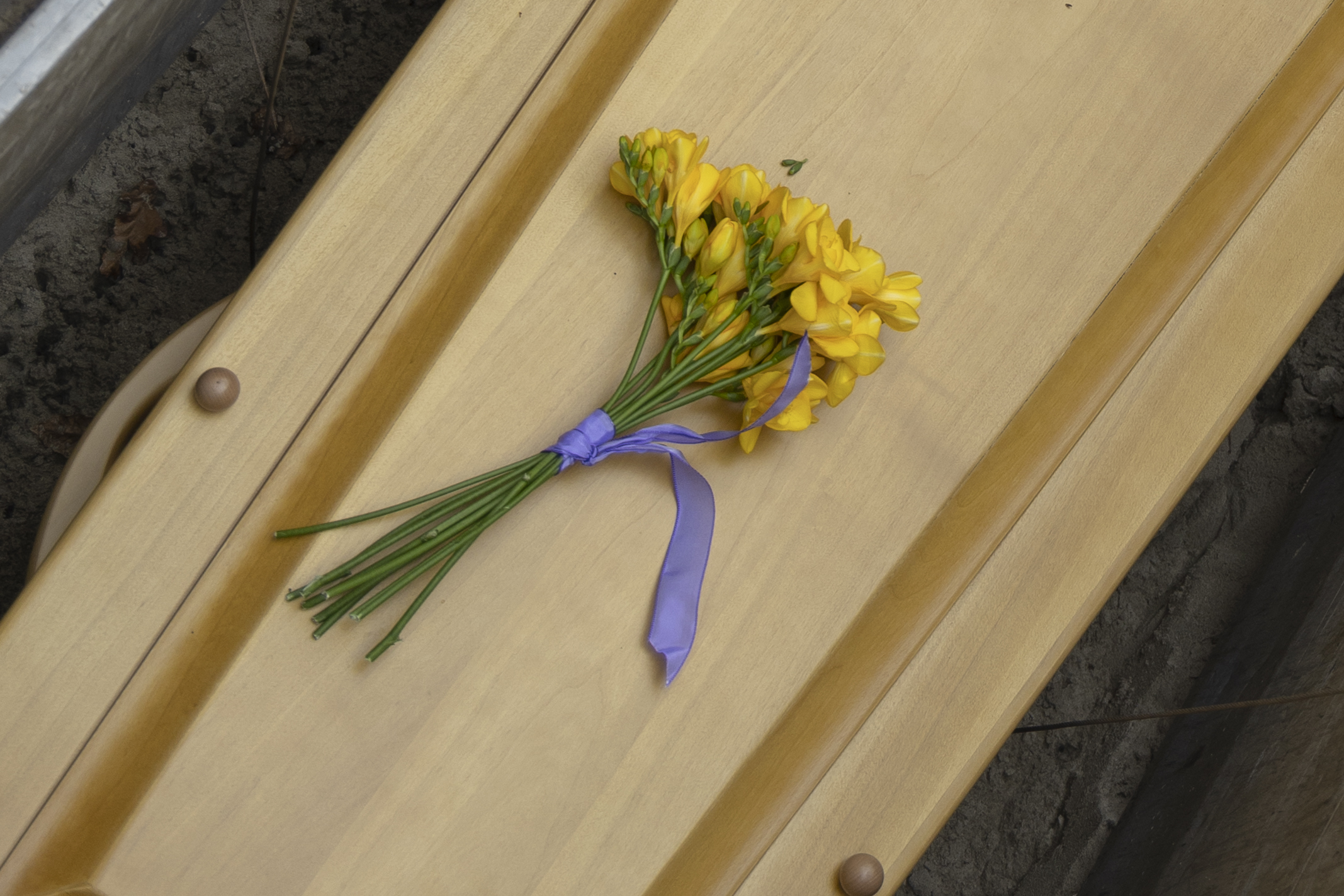 bloemen op kist